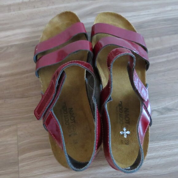 NAOT Kayla Cherry Red Patent Leather Slingback Comfort Sandals - Size US 8 - 8.5 - Picture 8 of 15